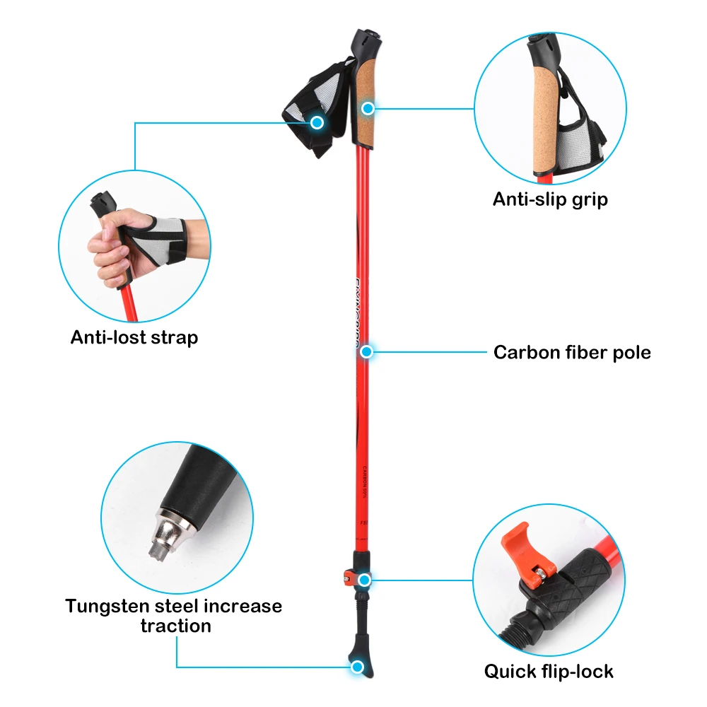 2 шт. Треккинговая палка карбоновая трость для ходьбы альпеншток восхождения на