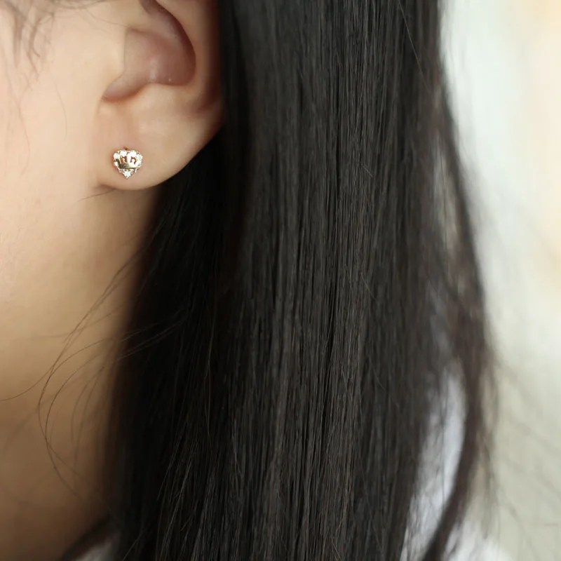 14K чистого золота в форме сердца короны с украшением виде кристаллов изысканные