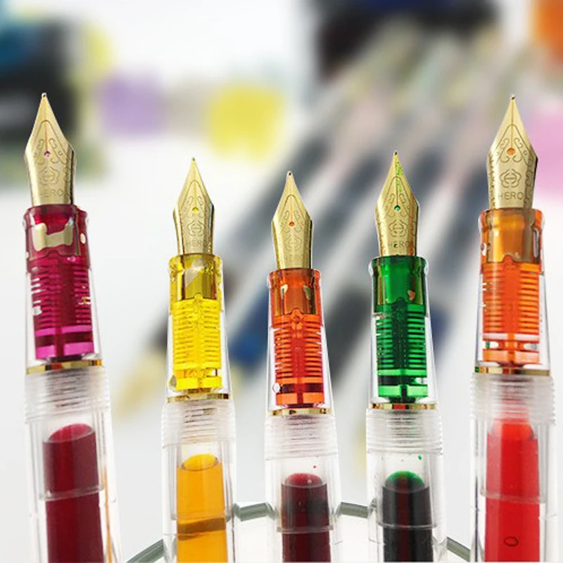 Офисный пластиковый модный подарок героя Золотая прозрачная цветная чернильная