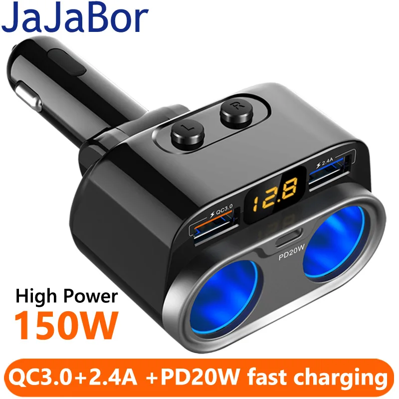 Socket Splitter Qc3.0 Dual Usb Fast Charge Type C Pd20w Charger Independent Switch Power Adapter
