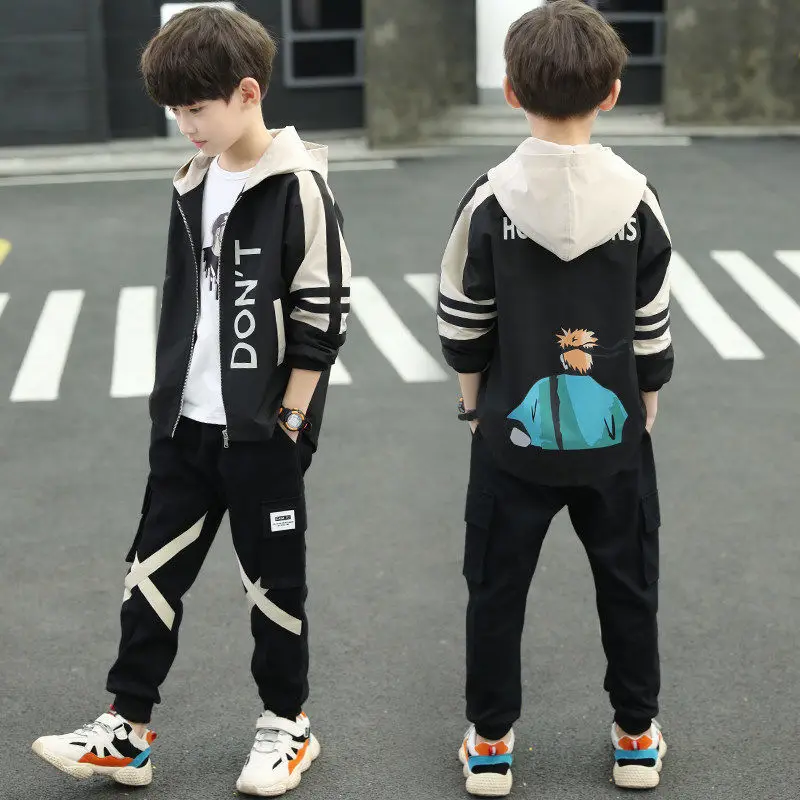 Комплекты одежды для мальчиков-подростков новый детский хлопковый комплект из 2