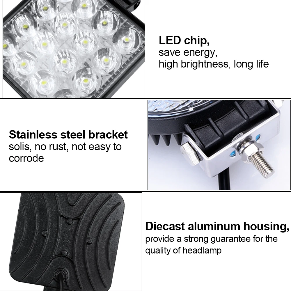 12 В круглый Квадратный светодиодный светильник автомобильный головной