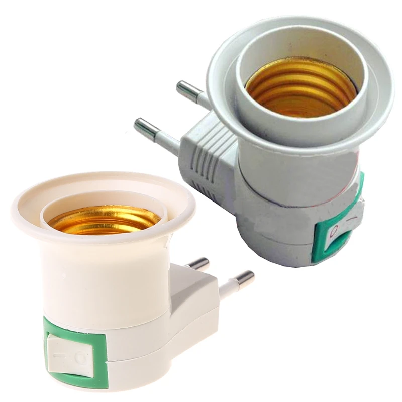 

E27 female socket to EU plug adapter with power on-off control switch New 87HB