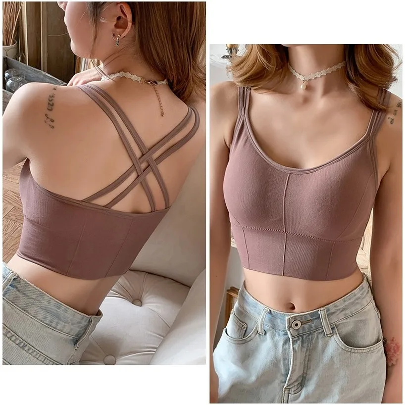 

New Women Cross Strap Back Sport Bras,Breathable Padded Wirefree Yoga Bra Top,Seamless Running Fitness Bra Sports Brassiere