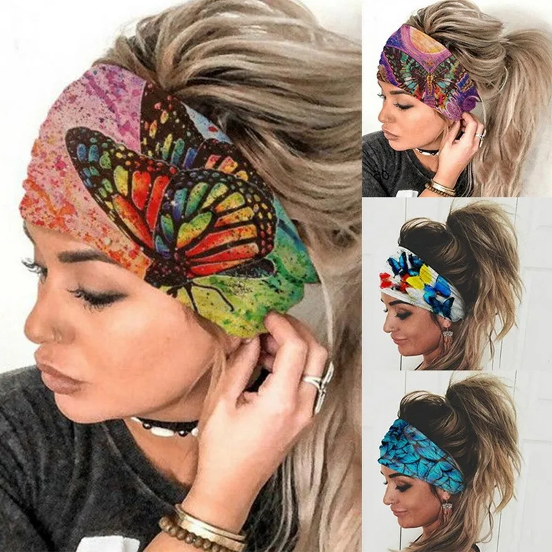 

Print Hair Bands Women Headband Elastic Vintage Hair Bands Solid Color Girls Wide Hairband Headwrap Turban Hair Accessories