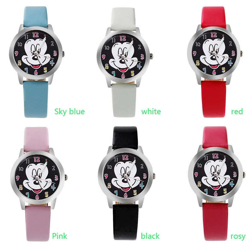 Кварцевые наручные часы с милым мультяшным рисунком женские кожаные детские для