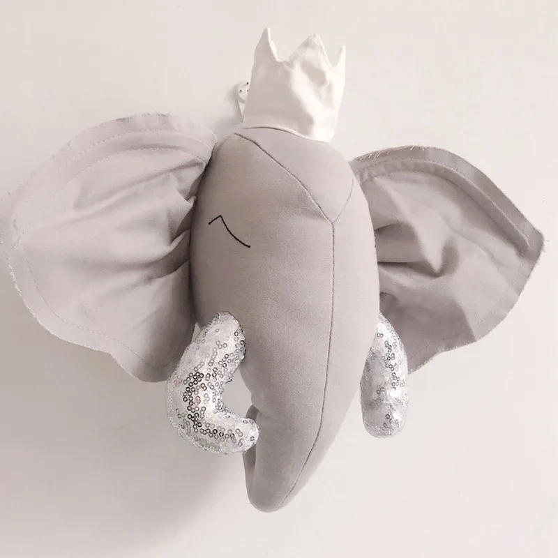 Милые настенные Подвески с головой оленя единорога слона мягкие животного