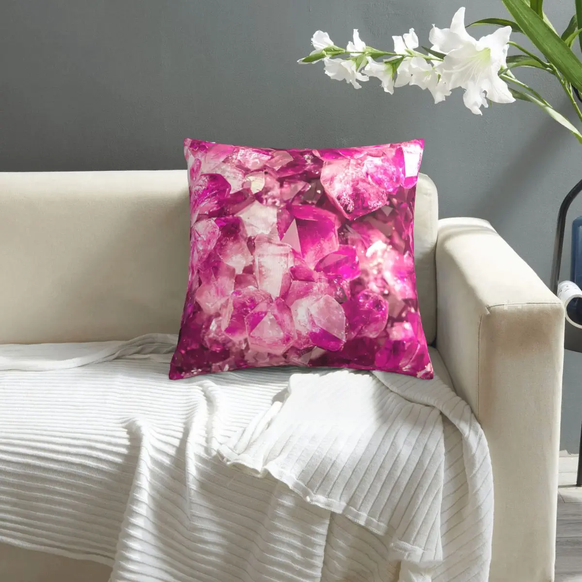 

Amethyst Pink Crystals pillowcase printed cushion cover sofa waist pillow pillow cover