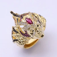 natural blue and red gemstone horse eye goddess mask ring exquisite and elegant charming and individual ring wedding party
