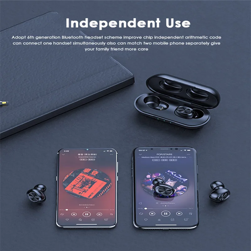 TWS стереонаушники с поддержкой Bluetooth 5 0 сенсорным управлением и зарядным футляром