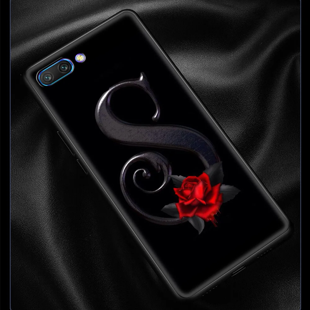 

Flower Clear Initial Letter Luxury Phone Cover for Honor 8X 9X Pro 10 20 30 Lite 30i 20s 9C 9S 9A Play Silicone Soft Case Coque