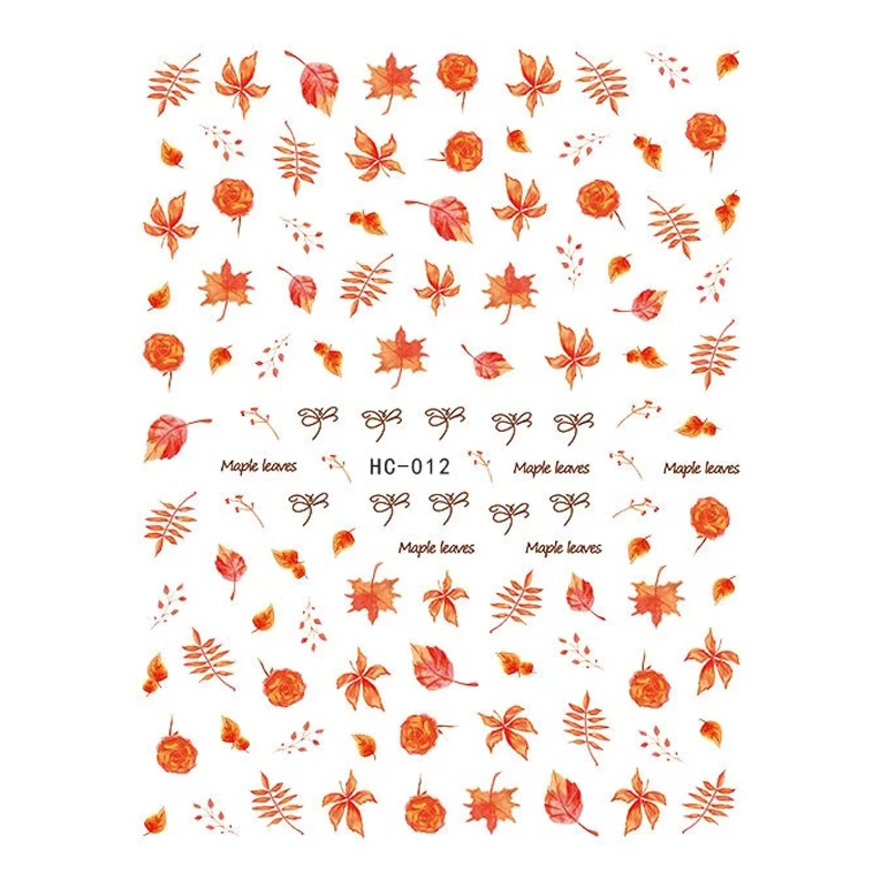 

10PCS Flower and Garland Nail Cherry Yellow Leaf Nail Sticker Design DIY Nail Art Decoration Accessories Decal Sticker