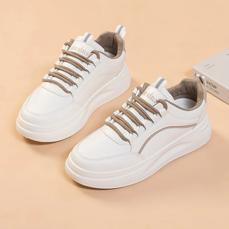 

White Shoes Women Autumn 2021 New Platform Shoes Women's Leather Waterproof White Shoes Trendy Sneakers Women Zapatos De Mujer