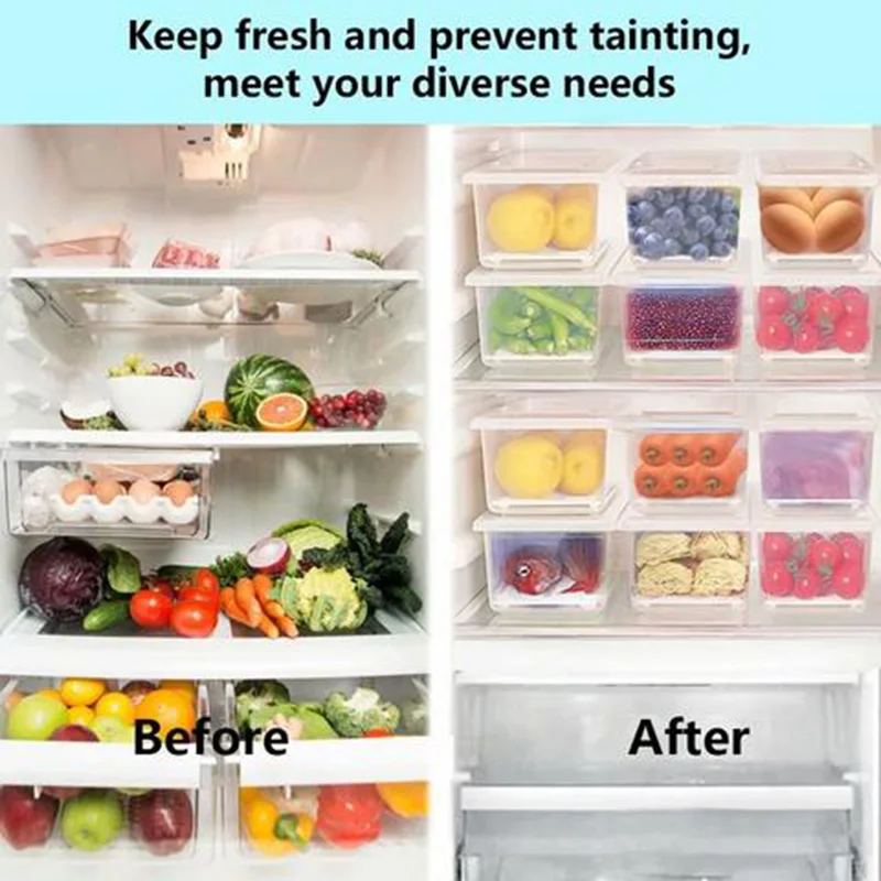 

1/2/3pcs Kitchen Refriger Draining Preservation Box Transparent Plastic Food Container SDF-SHIP