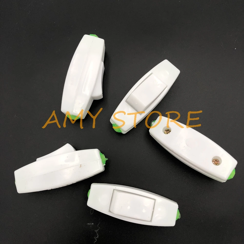 

2pcs or 5pcs White ON/OFF Plastic In Line Cord Rocker Boat Push Button Switch AC 250V 6A Household Bedside 60 x 20 x 27mm