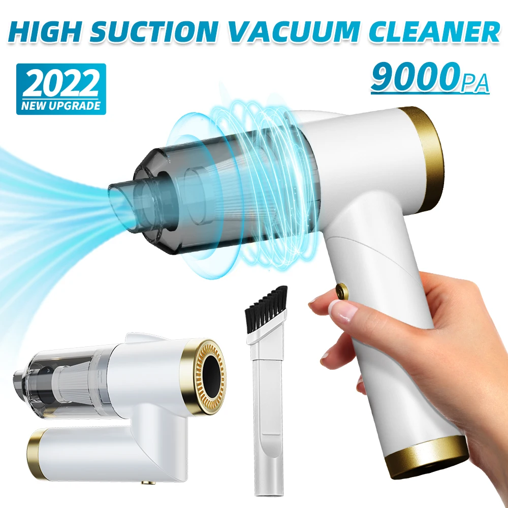 

Car Vacuum Cleaner 9000Pa Wireless Portable 90°Folding Mini Vacuum For Car With Led Light Cordless Rechargeable High Power Clean