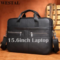 westal 15 6 laptop bag for men briefcases genuine leather bag for document office computer briefcase messenger bag men leather