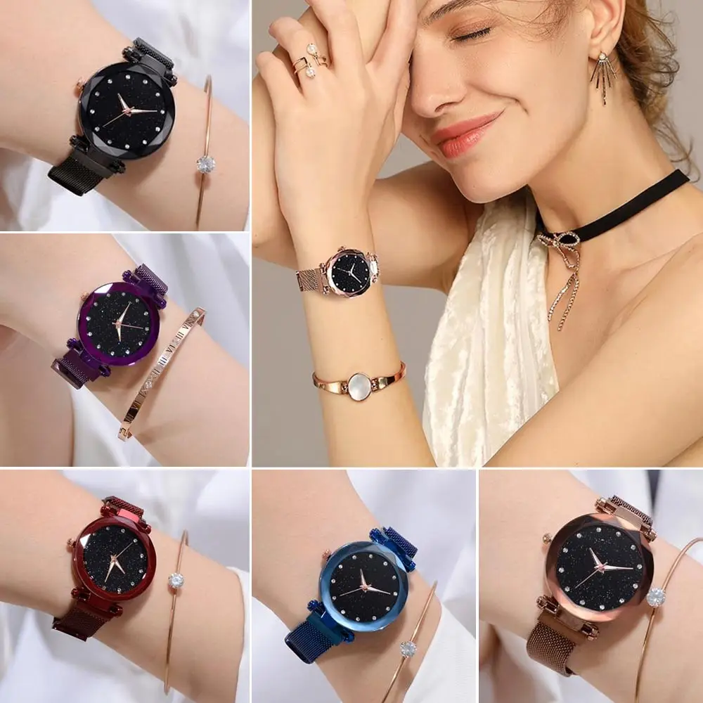 Короткие современные Кварцевые часы Женские сетчатые высококачественные сплав