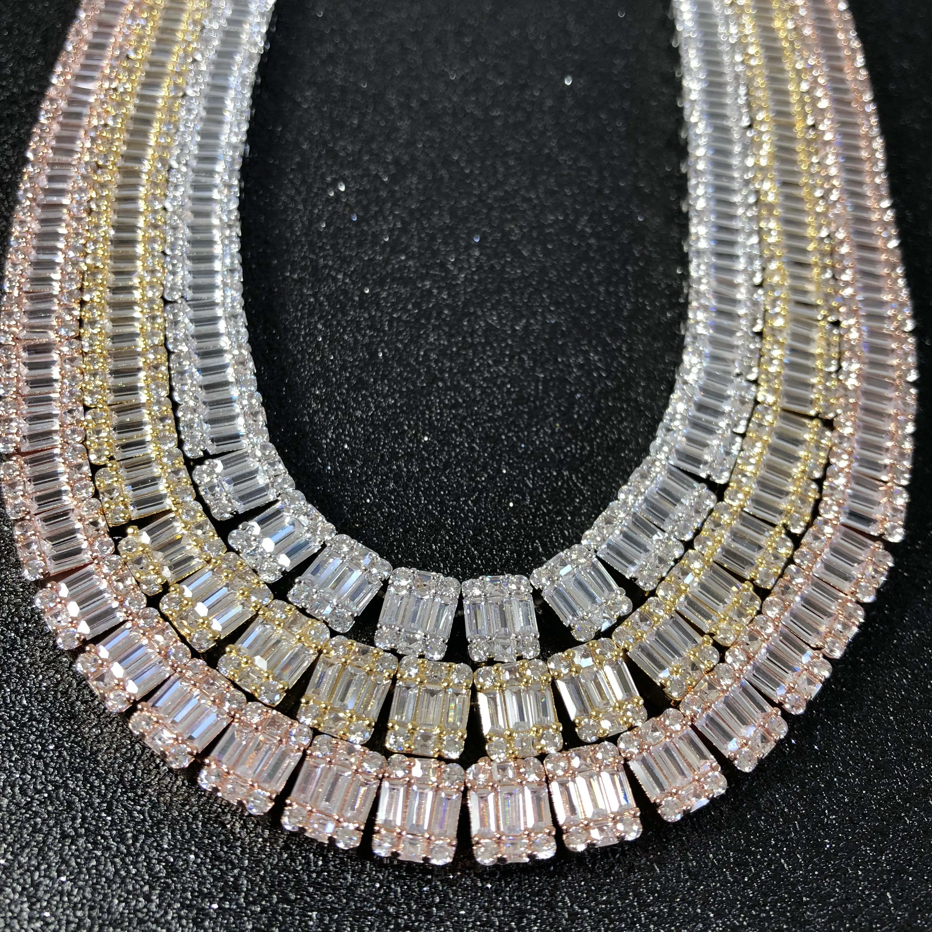 Мужское сверкающее ожерелье для тенниса со льдом и багетом цепочка с кубическим