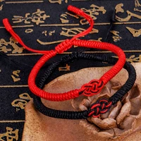 tibetan buddhist handmade braided concentric knot charm lucky rope bracelet chinese knot red rope bracelet size adjustable