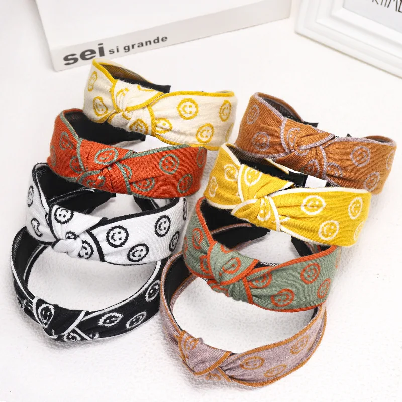 

Женская винтажная повязка на голову с улыбкой, обруч для волос с узлом