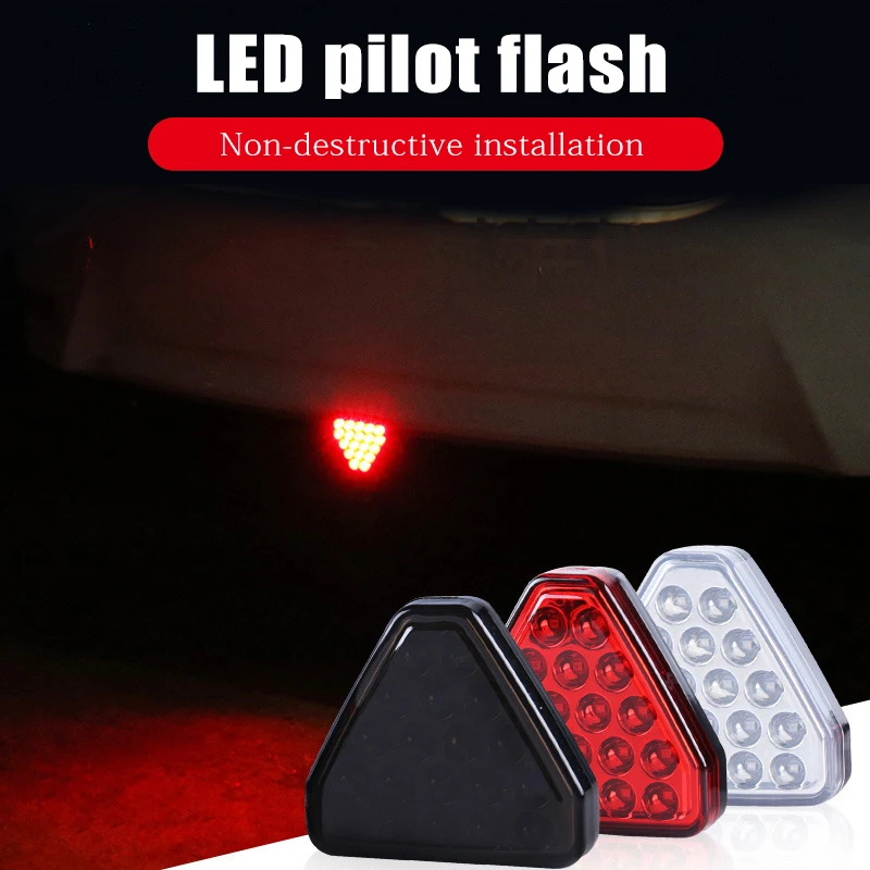 

Universal Triangle Pilot Light Modified Car Tail Warning Automobile Rear-end Collision Prevention Flashing Brake Cruise LED Lamp