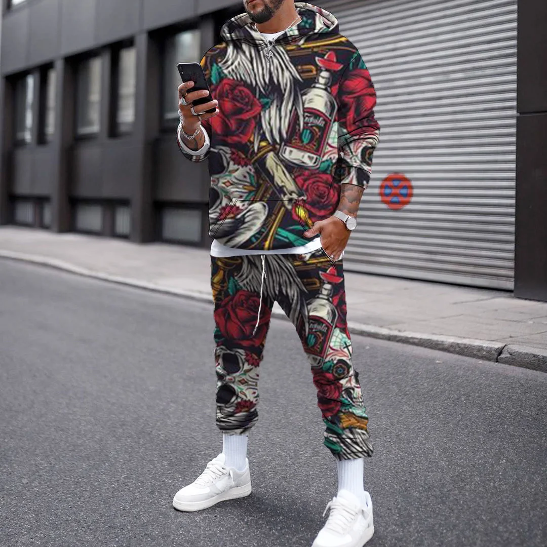 

Personalized 3D digital printing hooded sweatpants suit casual two-piece spring and autumn track and field suit S-6XL