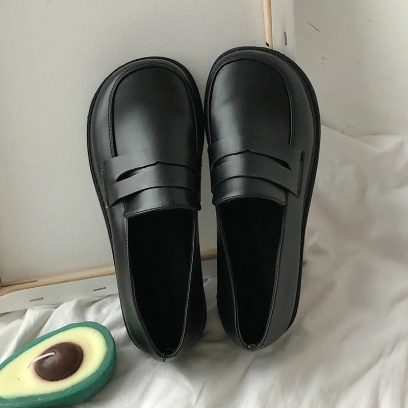 

Kids Shoes for Baby Girls British Working Shoes College Style Soft Leather Leisure Flat Heel Rubber Sole Japanese Anime Costume