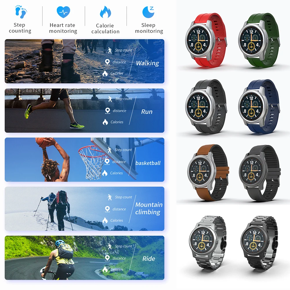 

F12 Smart Watch Full Touch Screen Fitness Tracker Blood Pressure Heart Rate Monitor IP67 SmartBand Information pushing Watch