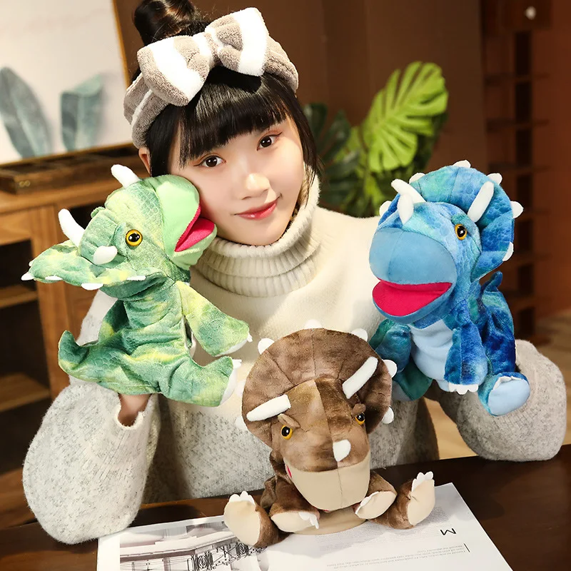 

Cute Dinosaur Hand Puppet Plush Toys Kid Toys Triceratops Stuffed Animals Educational Toys Girl Christmas Gifts Toys for Childre