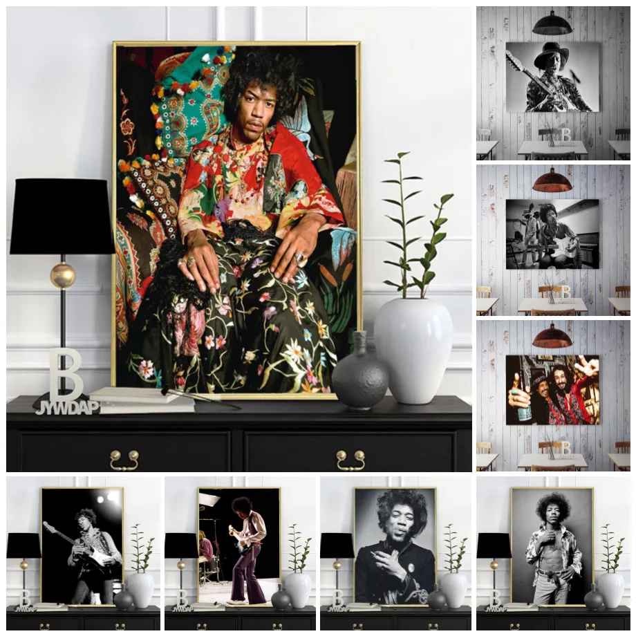 

Classic Music Rock Star Jimi Hendrix Creative Posters Canvas Painting HD Prints Decorative Painting Living Room Home Decoration