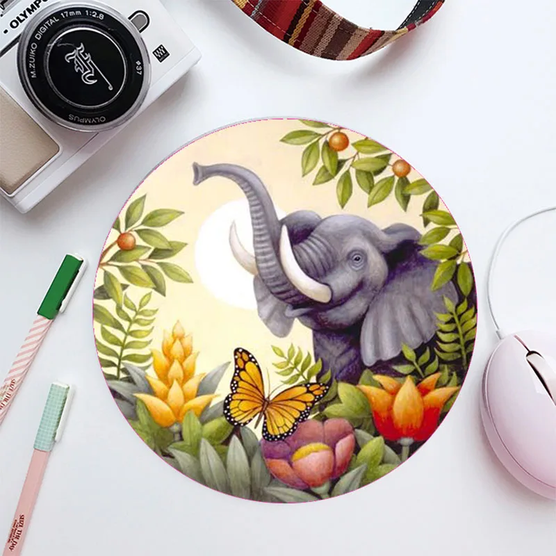 

20*20cm Computer Mouse Pad Rubber Thickened Cartoon Round Animal Flowers Mouse Pad Macbook Millet Lenovo Non-slip Mouse Pad