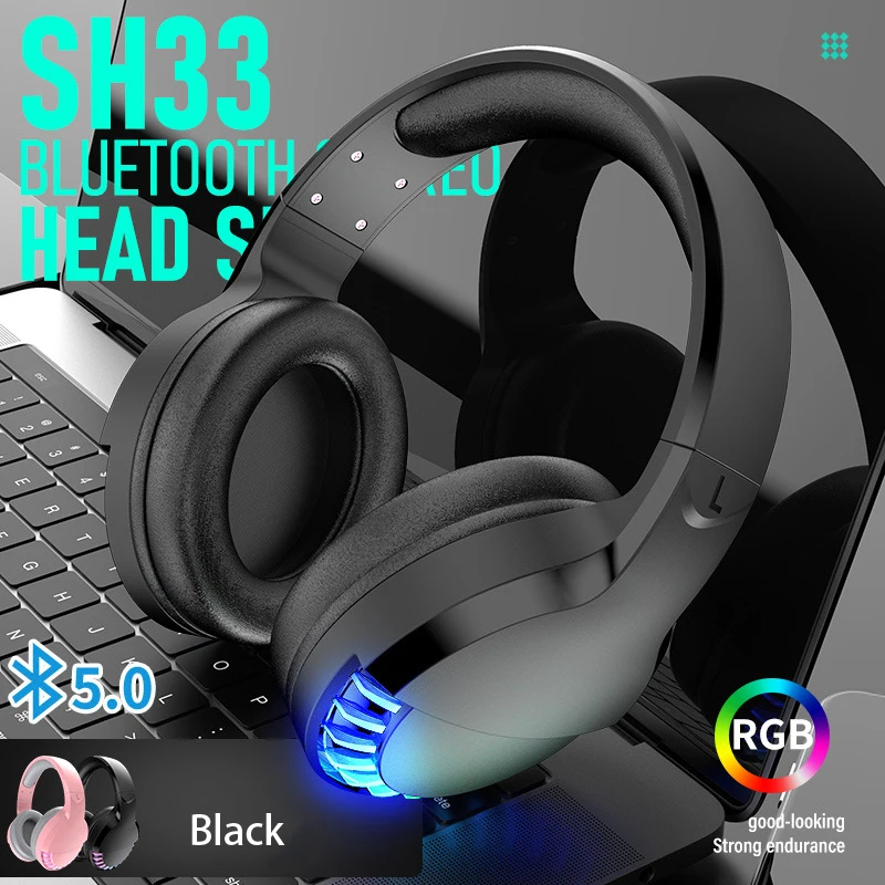 

Bluetooth 5.0 Wireless Earphone Pink/Gaming Headset Stereo Surround-Sound Volwel Reproduction Headphone for Mobilephone Tablets