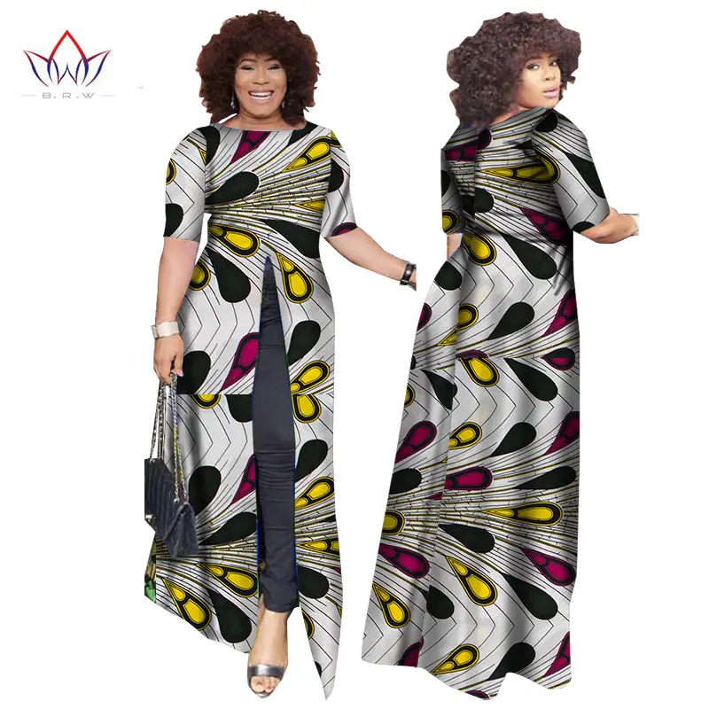 Африканский dashiki африканских платья повседневные Прямые сплит печати Африканский принт хлопок Одежда Сорочка африканского Femme brw WY852 - Цвет: 2
