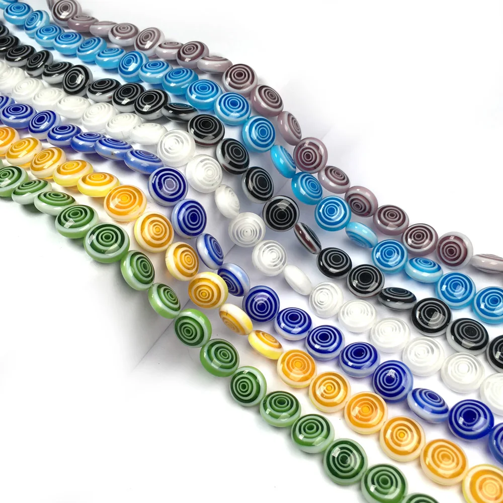 

4 6 8 10mm Multicolor Round Flat Shape Lampwork Glass Beads Loose Spacer Crafts Beads For Jewelry Making Bracelet Necklace