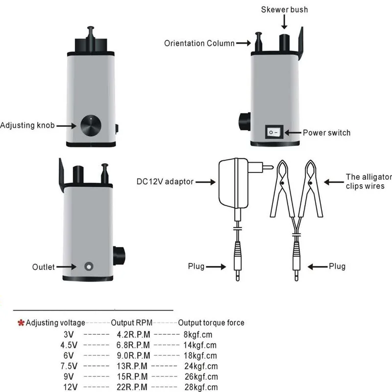 Вращающийся электродвигатель для барбекю на 3-12 В с питанием от аккумулятора 4 2 до