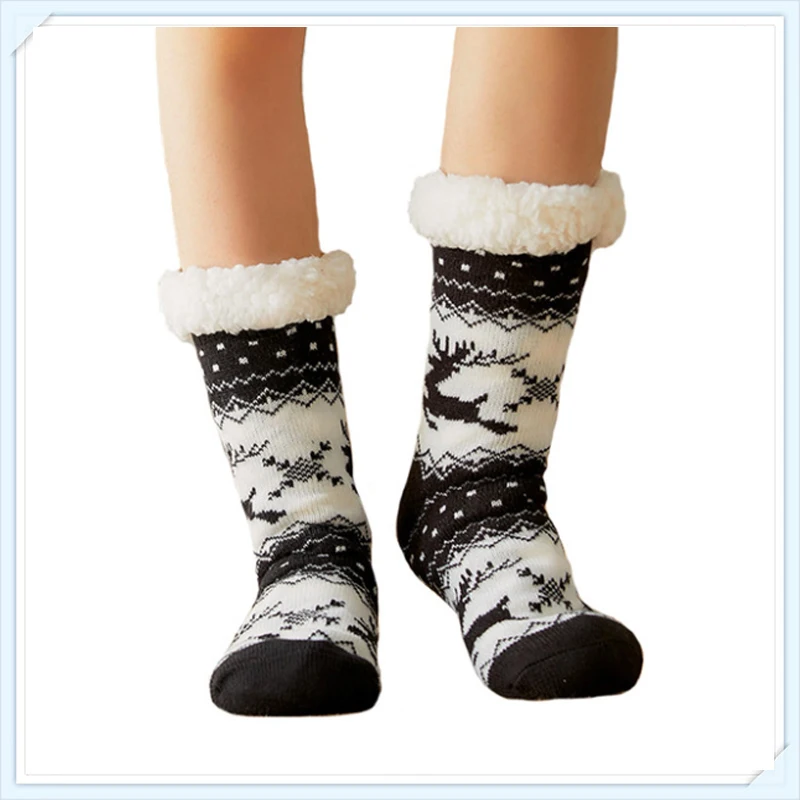 

Winter Home Slippers socks Warm Floor Socks Cartoon Deer Antiskid Winter Room Socks high quality home shoes As Christmas Gifts