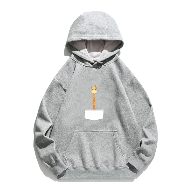 

Women Hoodie Pocket Giraffe Printed Hoodies Women Fleece Long Sleeve Loose Sweatshirt with Hat Girls Pullovers Winter