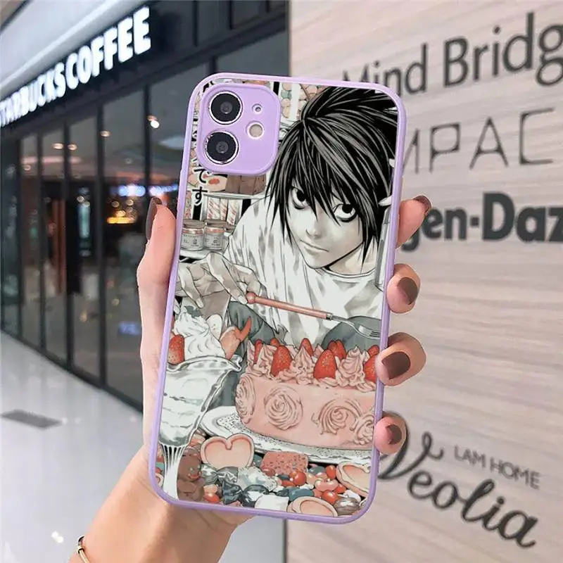 

Death Note Ryuk kira Phone Case For iPhone 12 11 Mini Pro XR XS Max 7 8 Plus X Matte transparent Purple Back Cover