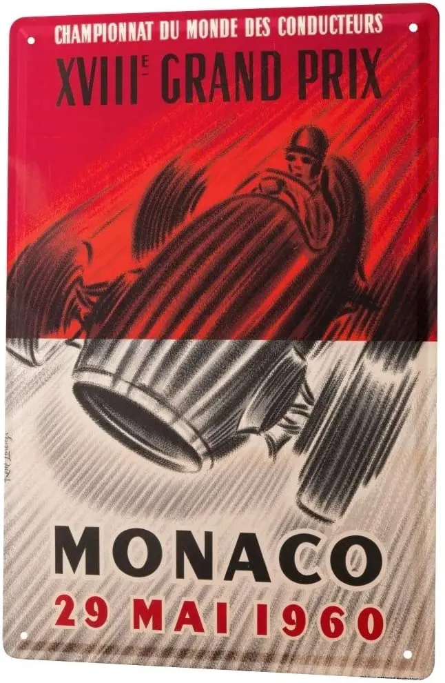 

Жестяная металлическая пластина, декоративный знак, Декор для дома, таблички, Ностальгический автомобиль в стиле ретро, Монако, Grand Prix 1960, ви...