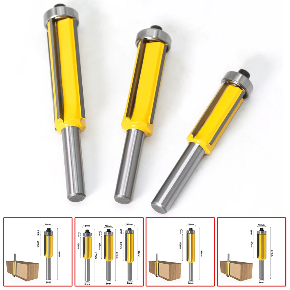 

8mm Router Bit Shank Flush Trim Router Bit 4 Flutes Bits Milling Cutter For Woodworking Tool New Arrival