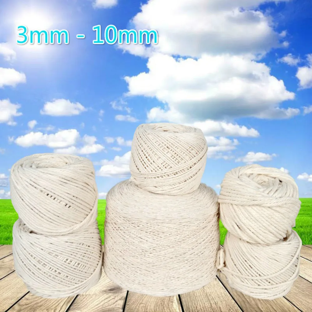 3 10 мм белый Хлопковый скрученный плетеный шнур веревка ручной работы для