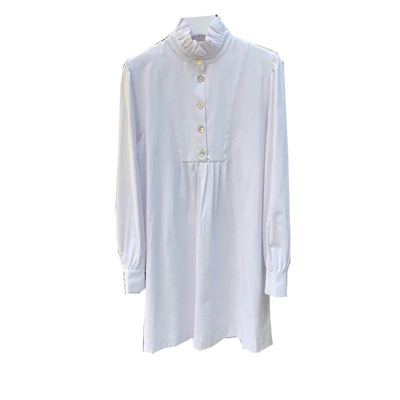 

Women Dress Spring / Summer 2021 Dress Ruffled Cotton Mini Shirt Dress