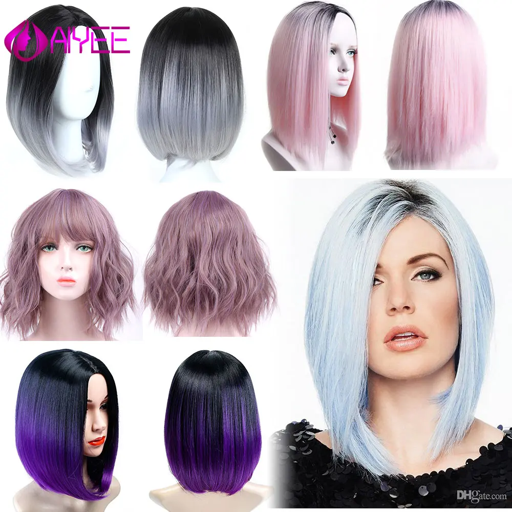 AIYEE 14 ''короткий парик Боб, короткие волнистые синтетические волосы 8 цветов парик для женщин термостойкие волокна накладные волосы на каждый день