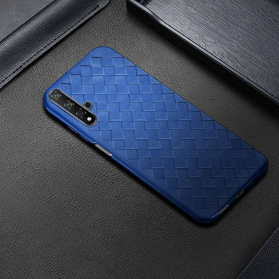 Чехол для Huawei Nova 5T из роскошной плетеной кожи с мягкой силиконовой задней крышкой для Honor 20S, 20i, 20 Pro Lite, Nova5T, Honor20.