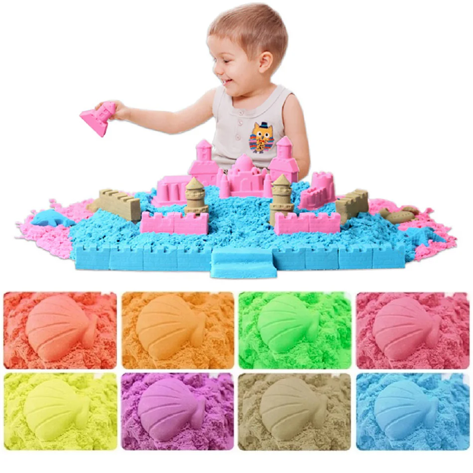 

Волшебный динамический кинетический песок 500 г для детей, игрушки, разноцветный тонкий слайм, Сенсорный игровой поднос, обучающая игрушка д...