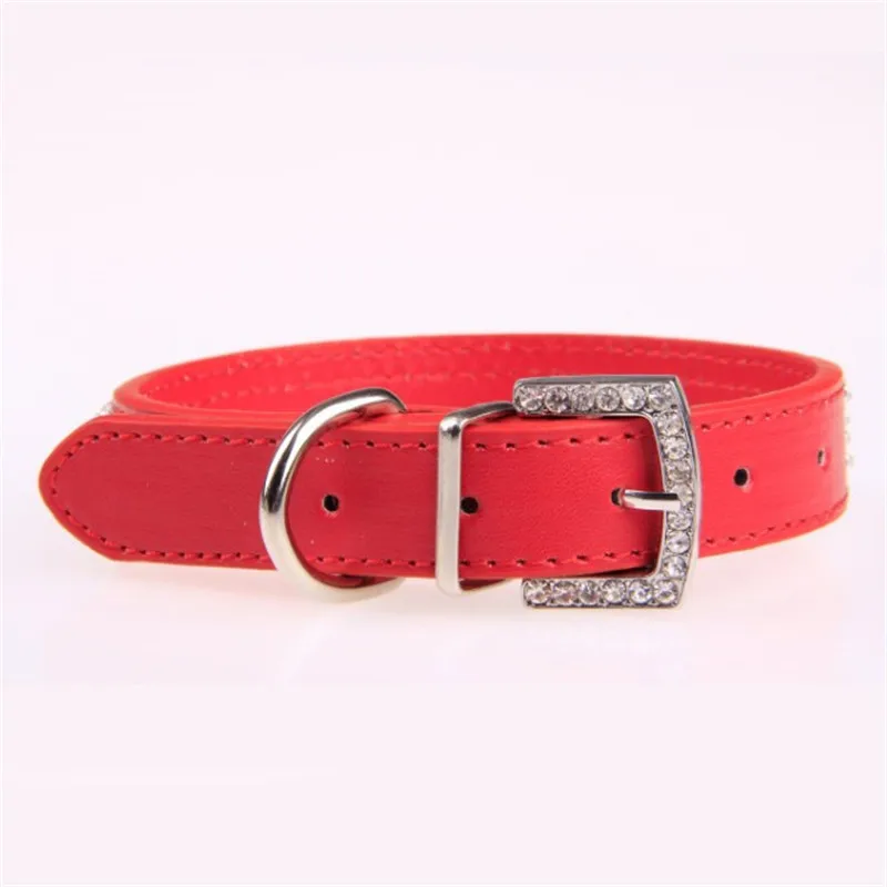 Hot Sale Bling Dog Collar Rhinestone PU Leather Crystal Diamond Puppy Cat Pet Collars Pets Supplies Accessories | Дом и сад