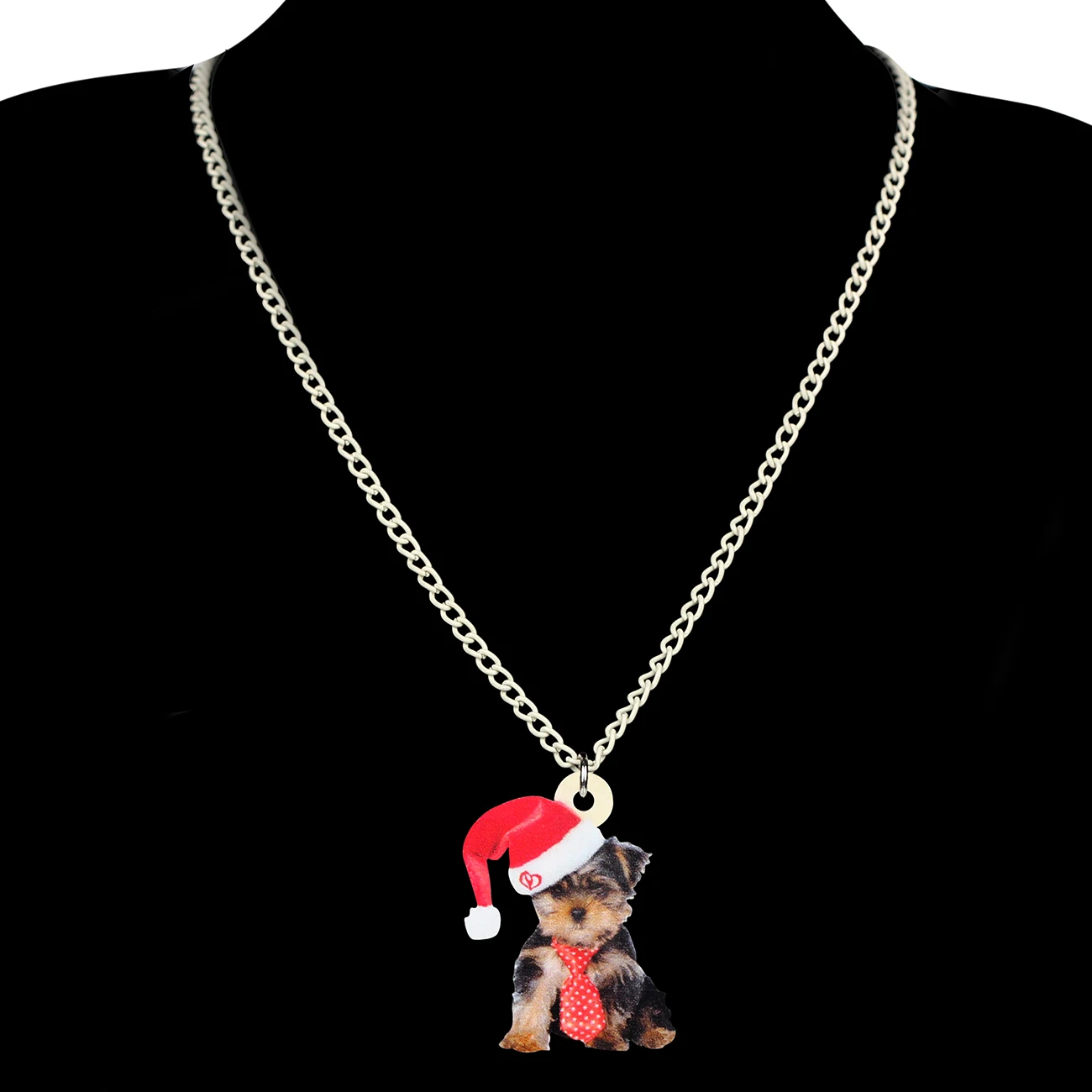 Bonsny Акриловая Рождественская шляпа галстук йоркширская собака ювелирные наборы