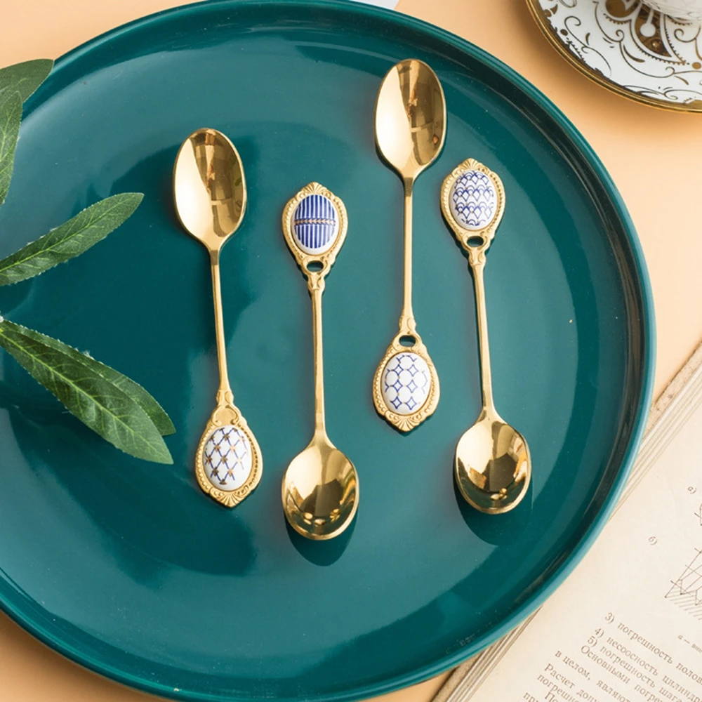 1 шт. набор ложек из нержавеющей стали с керамической ручкой|Ложки| |