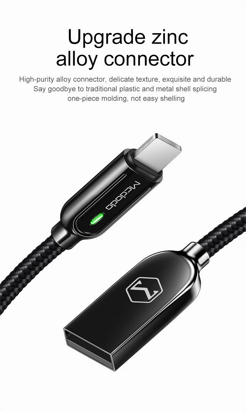 MCDODO для iPhone кабель автоматическое отключение USB кабель передачи данных для быстрой зарядки для iPhone XS MAX XR X 7 8 6s USB кабели зарядное устройство Шнур